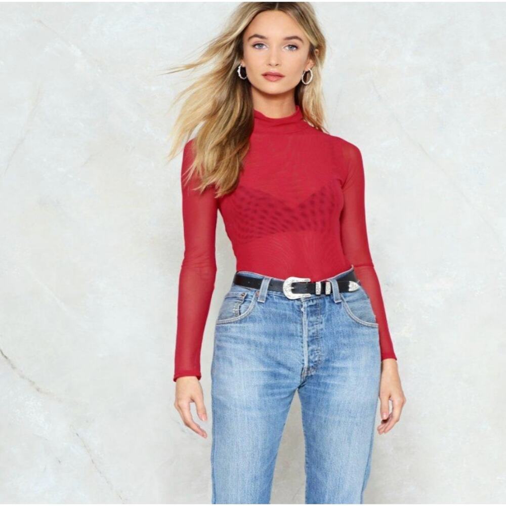 Nasty Gal Dont Mesh It Up Turtleneck Top